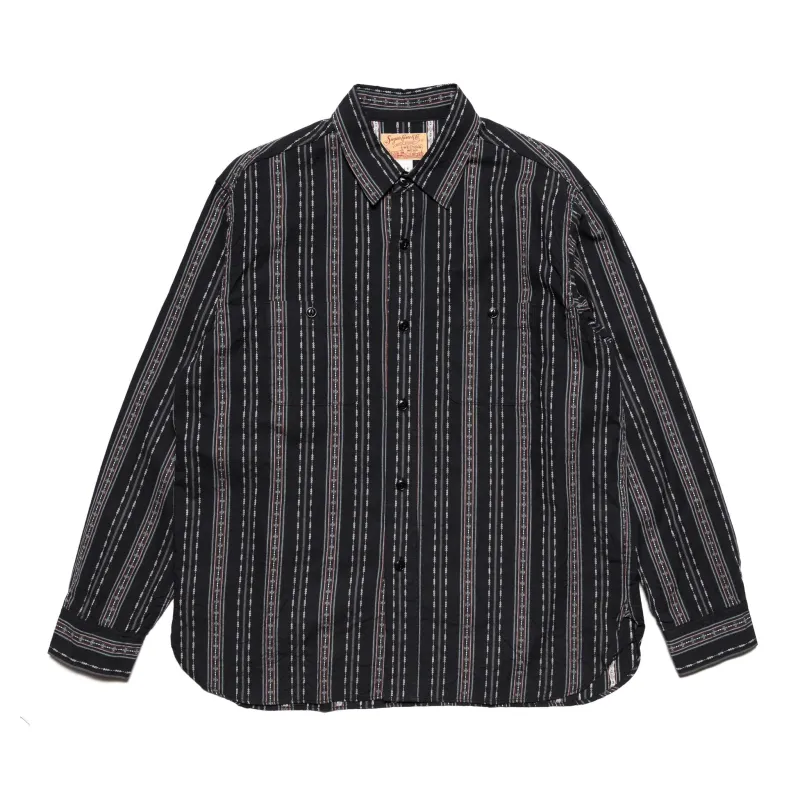 SC29462 Southwestern Dobby Stripe LS Work Shirt - Black sold by BlackBlue
