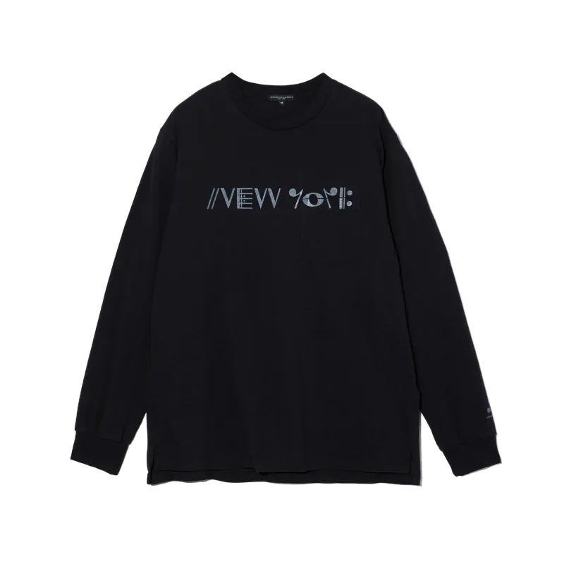 Printed Cross Crew Neck LS T-Shirt - Black made by Engineered Garments