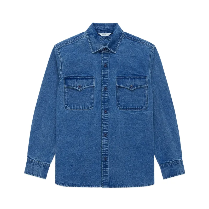 USN Overshirt - Stonewashed Indigo Canvas made by 3sixteen