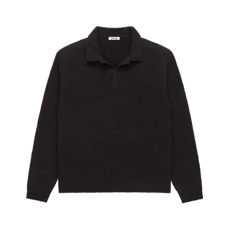 Long Sleeve Knit Polo - Bark Boucle sold by BlackBlue