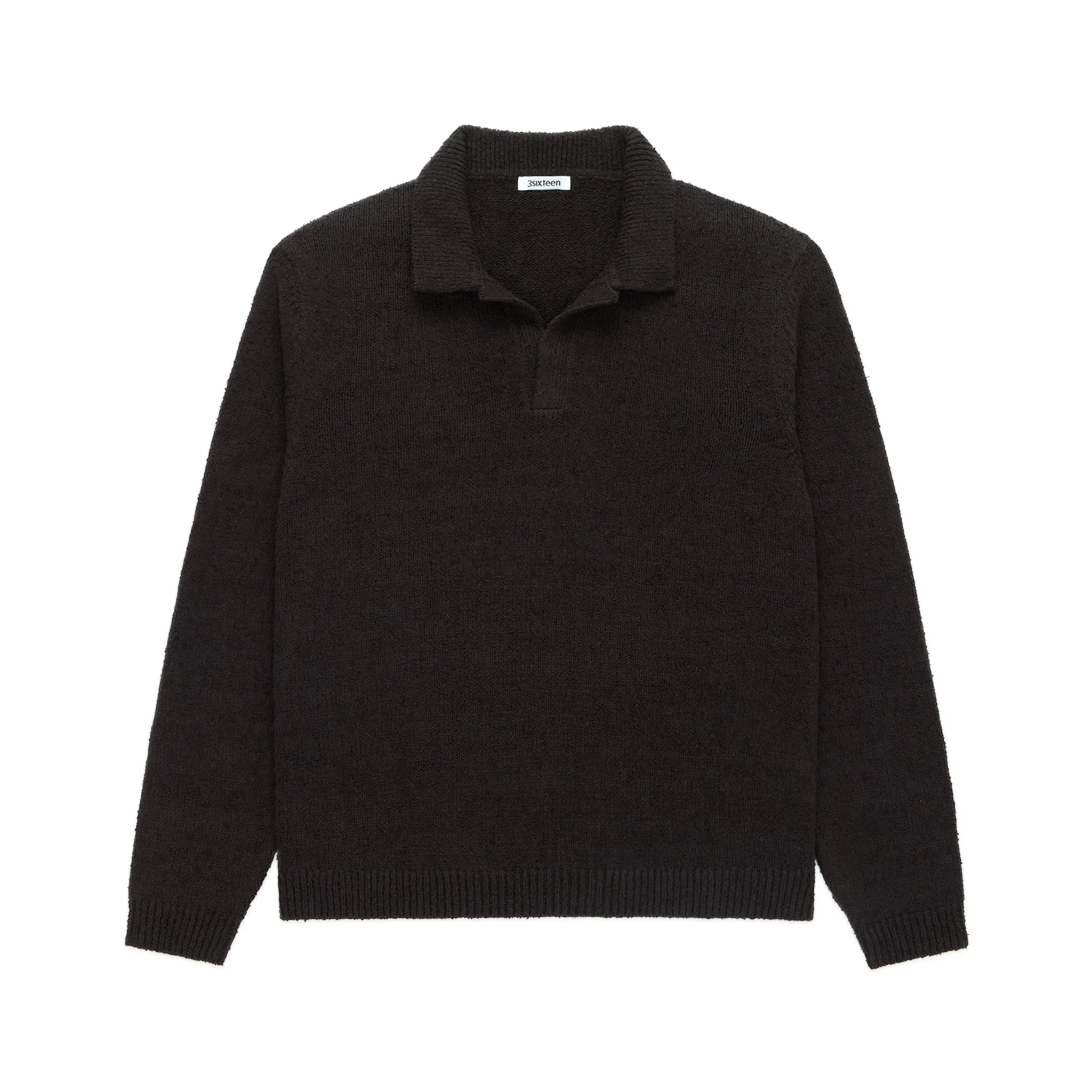 Long Sleeve Knit Polo - Bark Boucle sold by BlackBlue