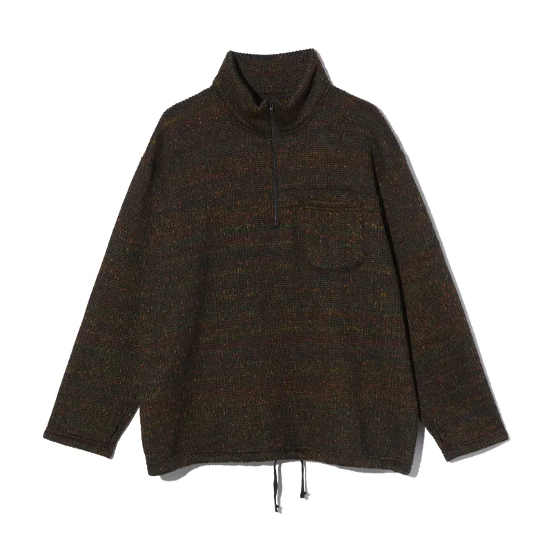 Zip Mock Neck - Brown Wool Poly Nep Sweater Knit sold by BlackBlue