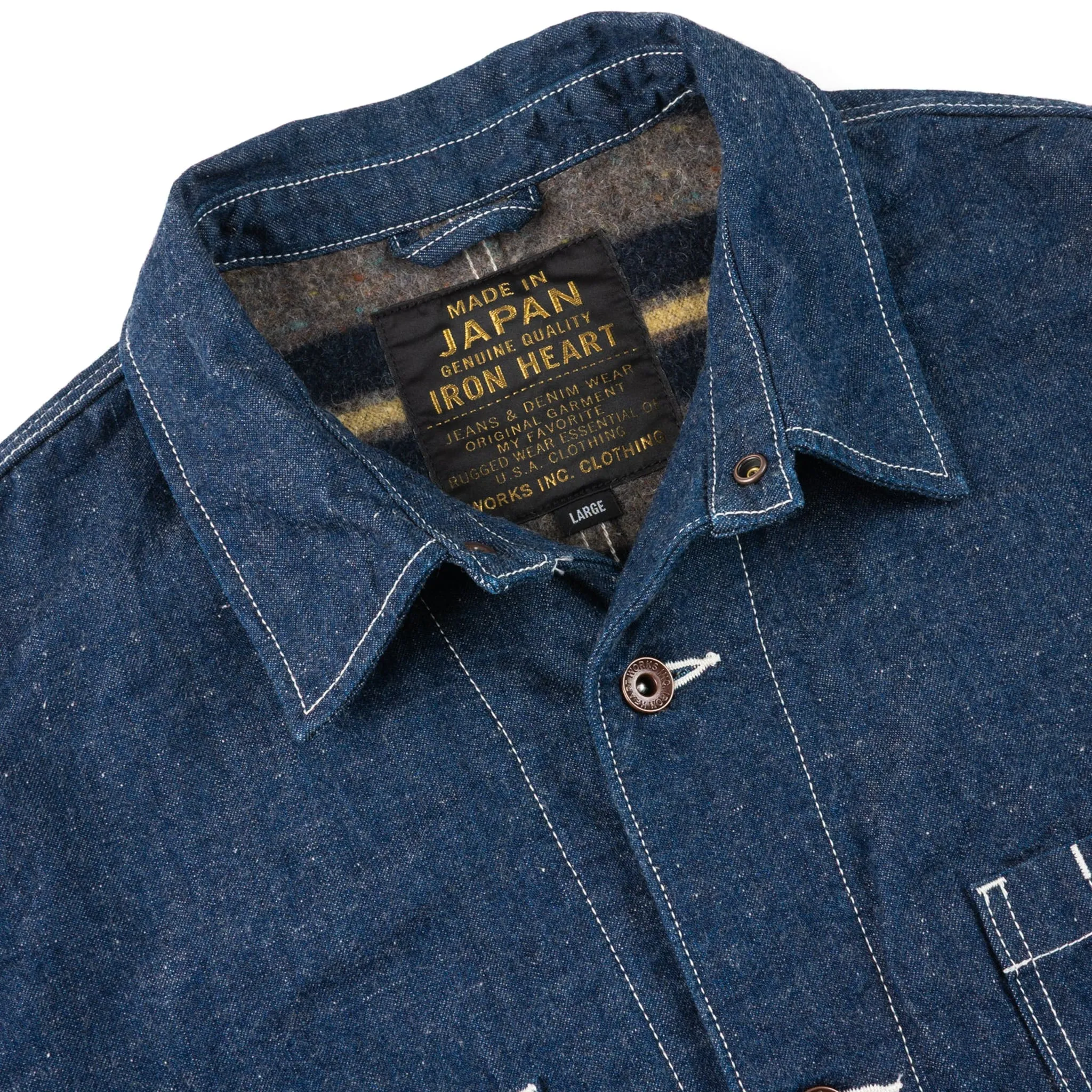 IHJ-149-IND 10oz Selvedge Denim Blanket Lined Chore Jacket - Indigo sold by BlackBlue product image thumbnail 5