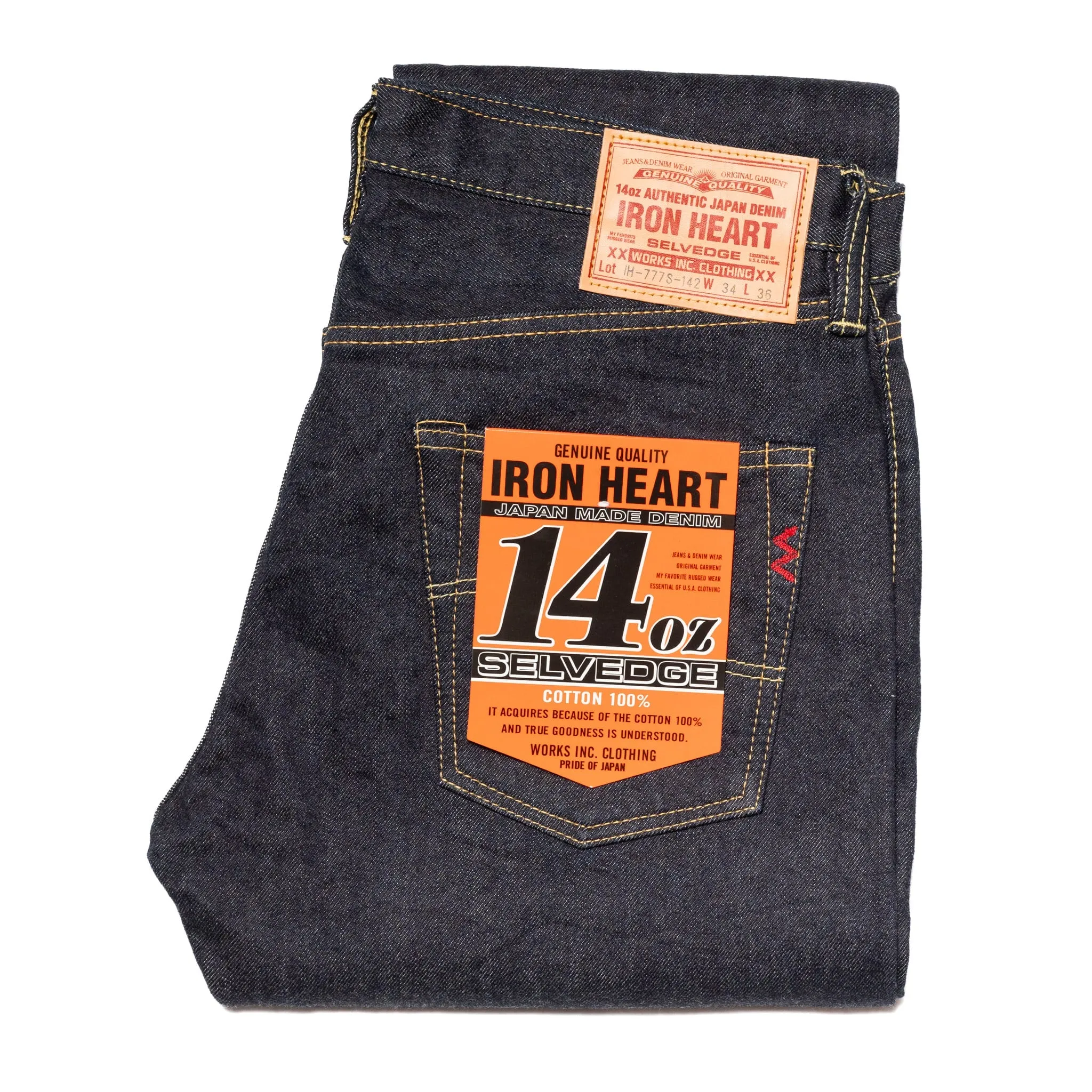 IH-777S-142 14oz Selvedge Denim Slim Tapered Cut Jeans - Indigo sold by BlackBlue