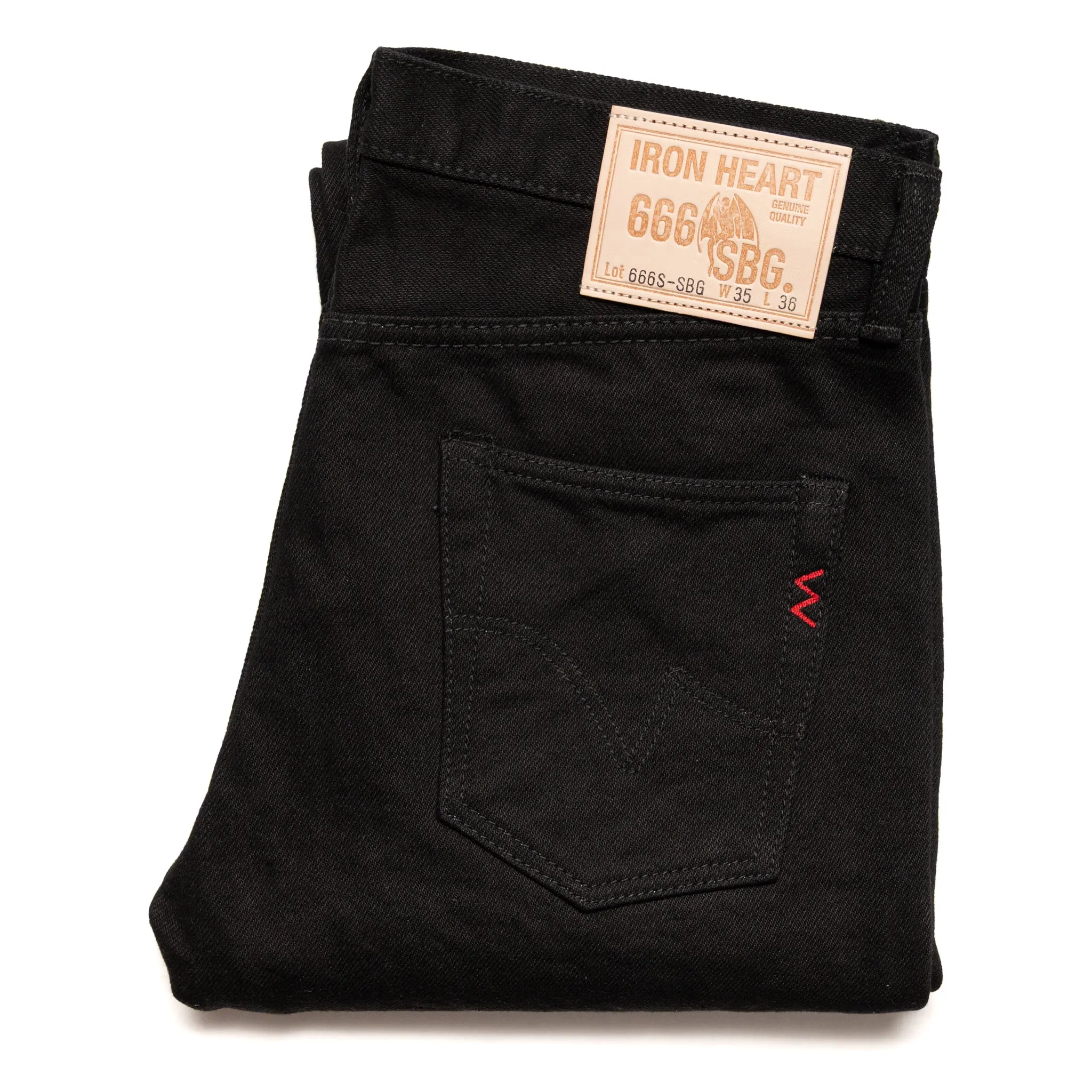 IH-666S-SBG 21oz Selvedge Denim Slim Straight Cut Jeans - Superblack (Fades To Grey) sold by BlackBlue