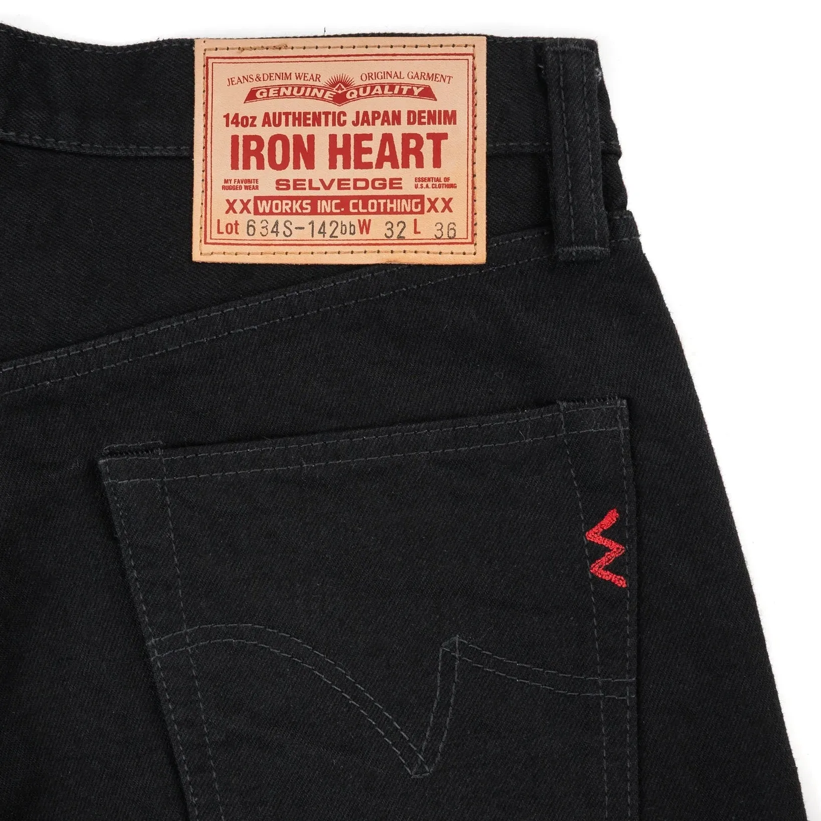 IH-634S-142bb 14oz Selvedge Denim Straight Cut Jeans - Black/Black sold by BlackBlue product image thumbnail 4