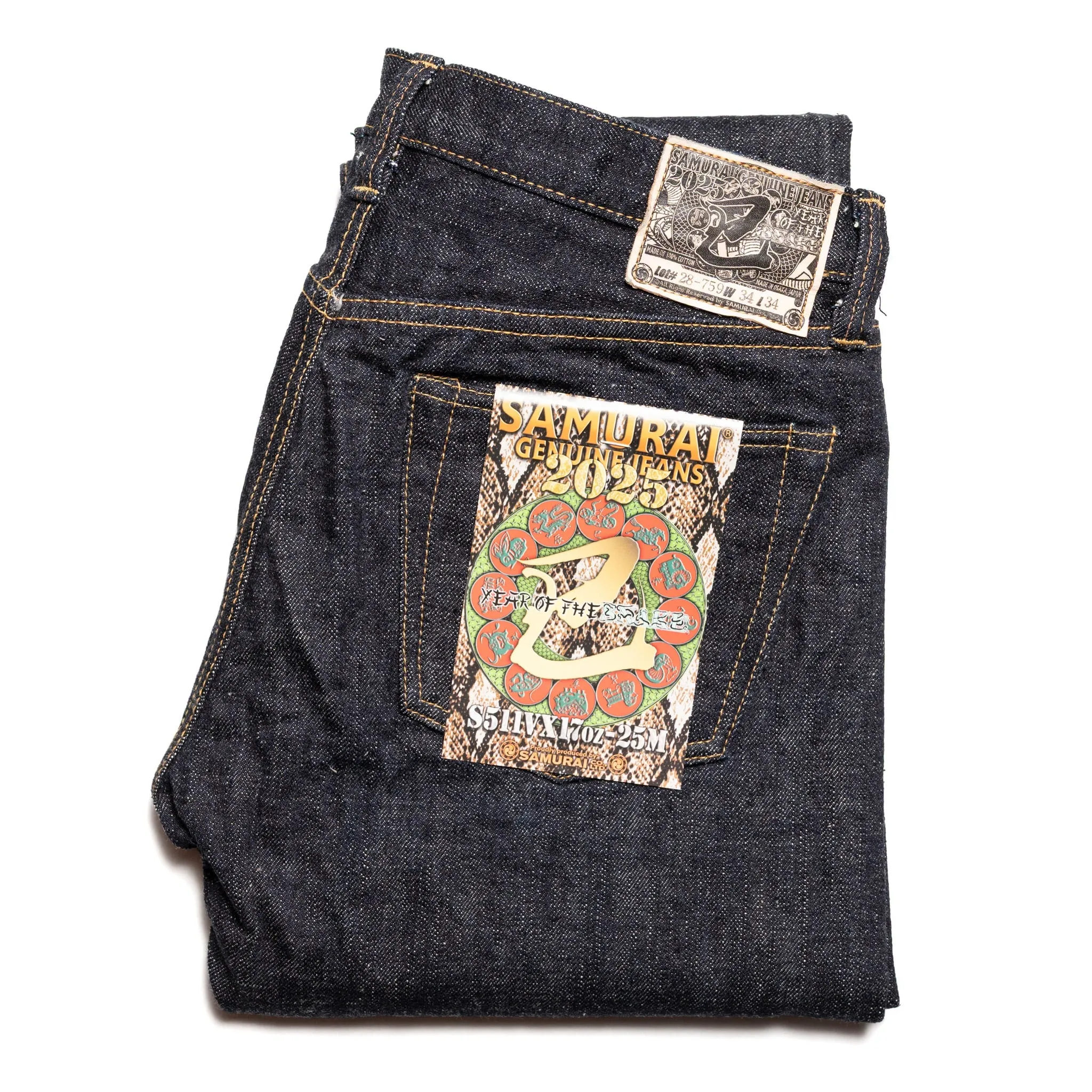 S511VX17oz-25M Year of the Snake 17oz Slim Tapered Selvedge Denim sold by BlackBlue