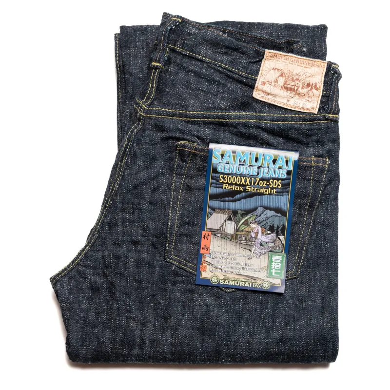 S3000XX17oz-SDS "Murasame" 17oz Slub Selvedge Denim Relaxed Straight Indigo made by Samurai Jeans