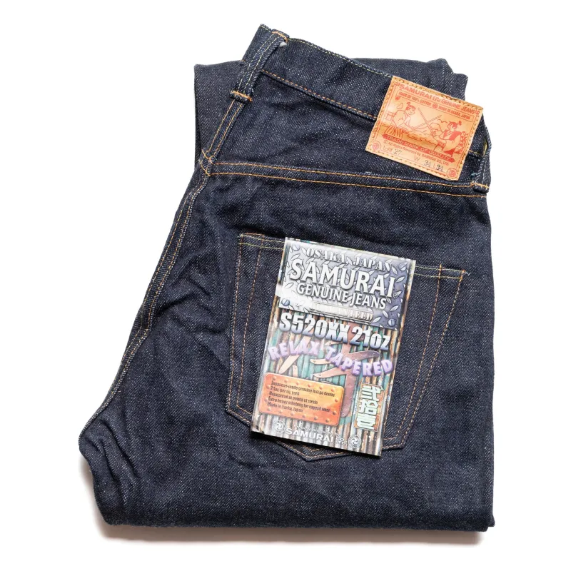 S520XX21oz "Cho-Kiwami" 21oz Selvedge Denim Mid-Rise Relax Tapered Indigo sold by BlackBlue