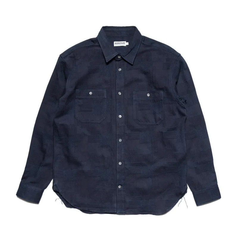 MXLS1026 Work Shirt Jacquard Indigo Patchwork sold by BlackBlue