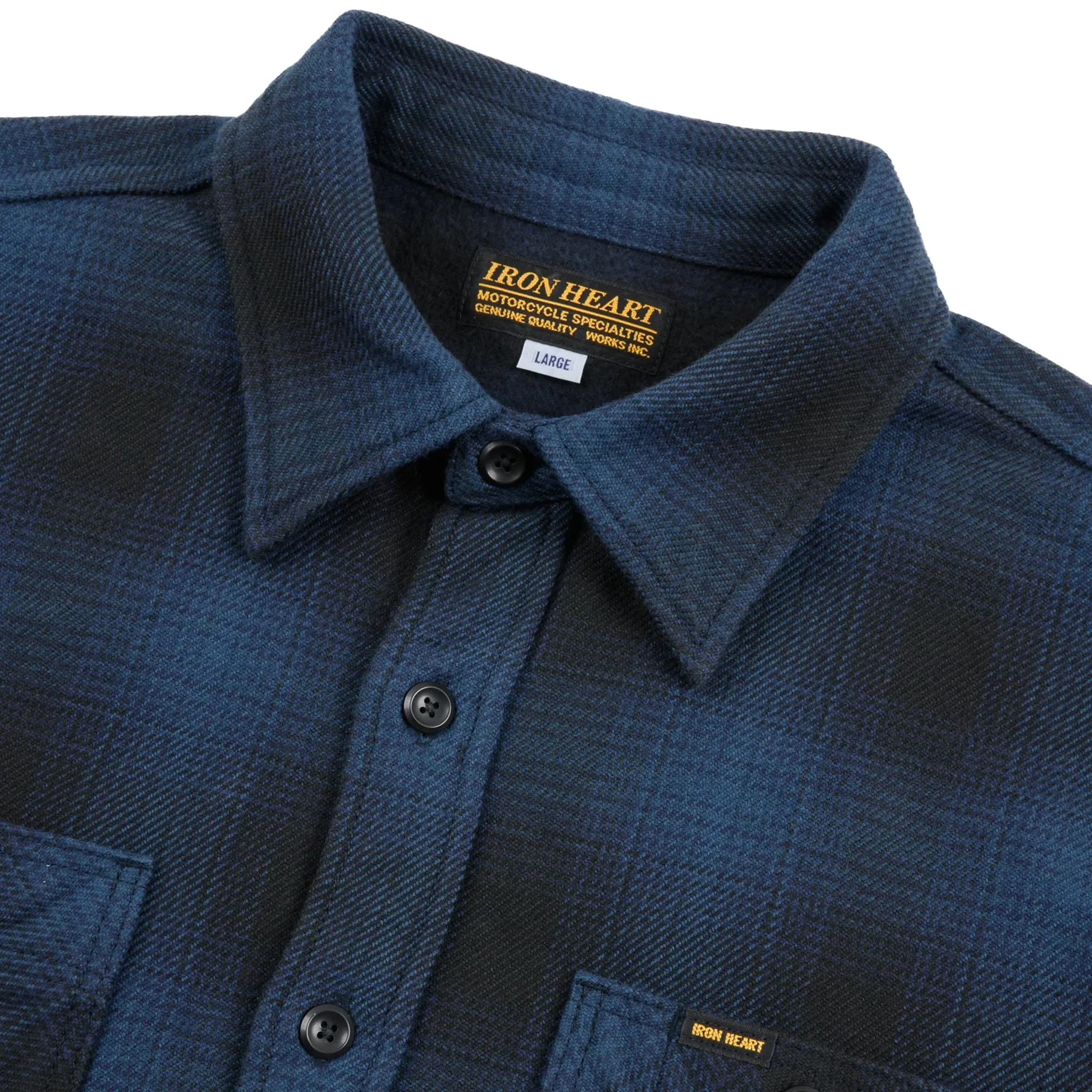 IHSH-265-NAV Ultra Heavy Flannel Ombré Check Work Shirt - Navy/Black sold by BlackBlue product image thumbnail 4