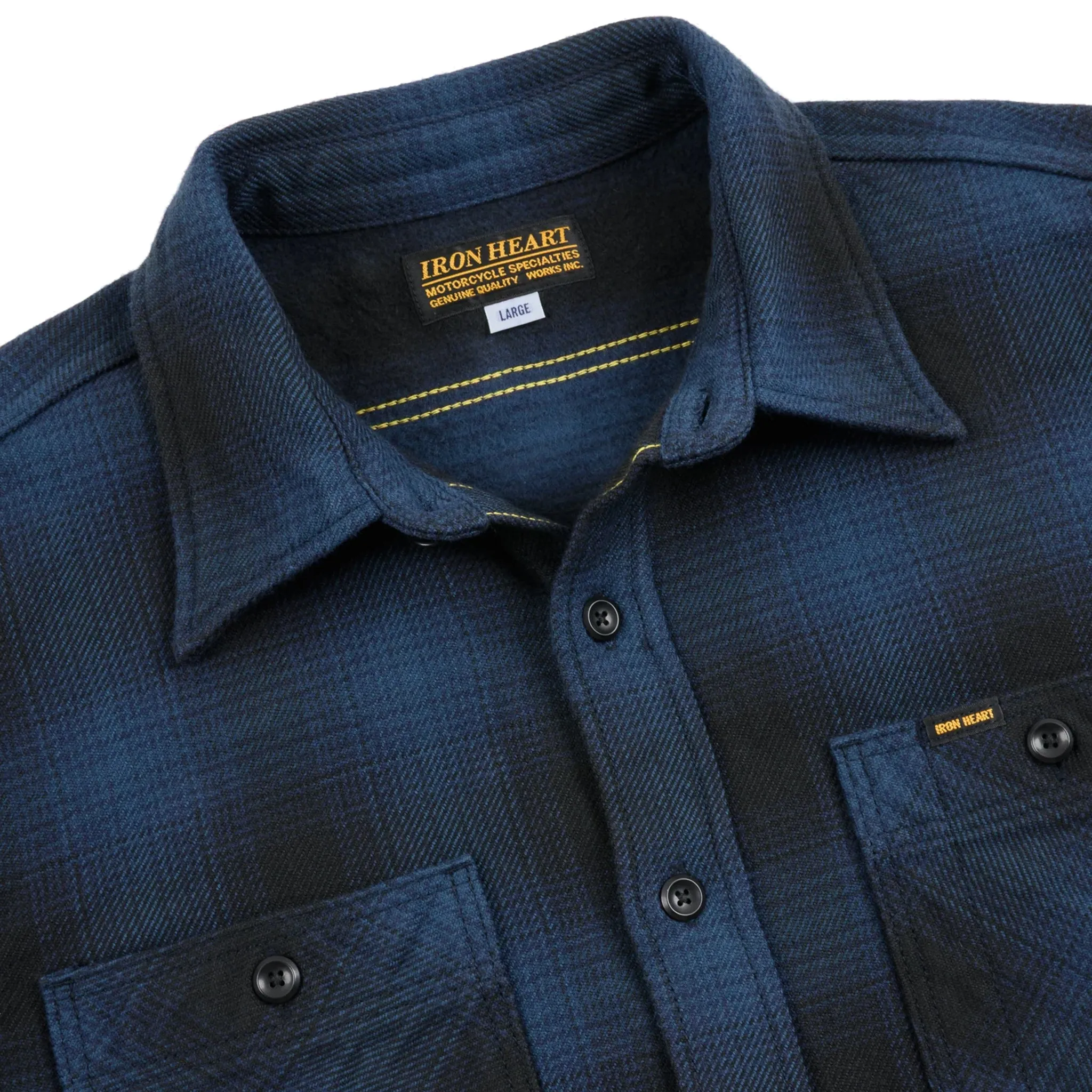 IHSH-265-NAV Ultra Heavy Flannel Ombré Check Work Shirt - Navy/Black sold by BlackBlue product image thumbnail 3