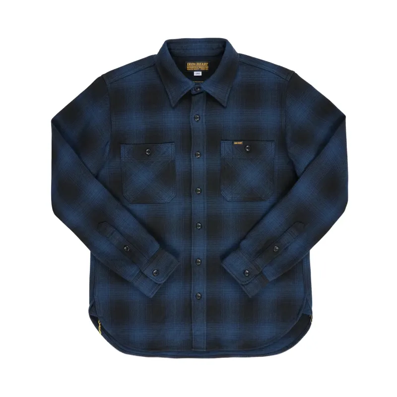 IHSH-265-NAV Ultra Heavy Flannel Ombré Check Work Shirt - Navy/Black sold by BlackBlue