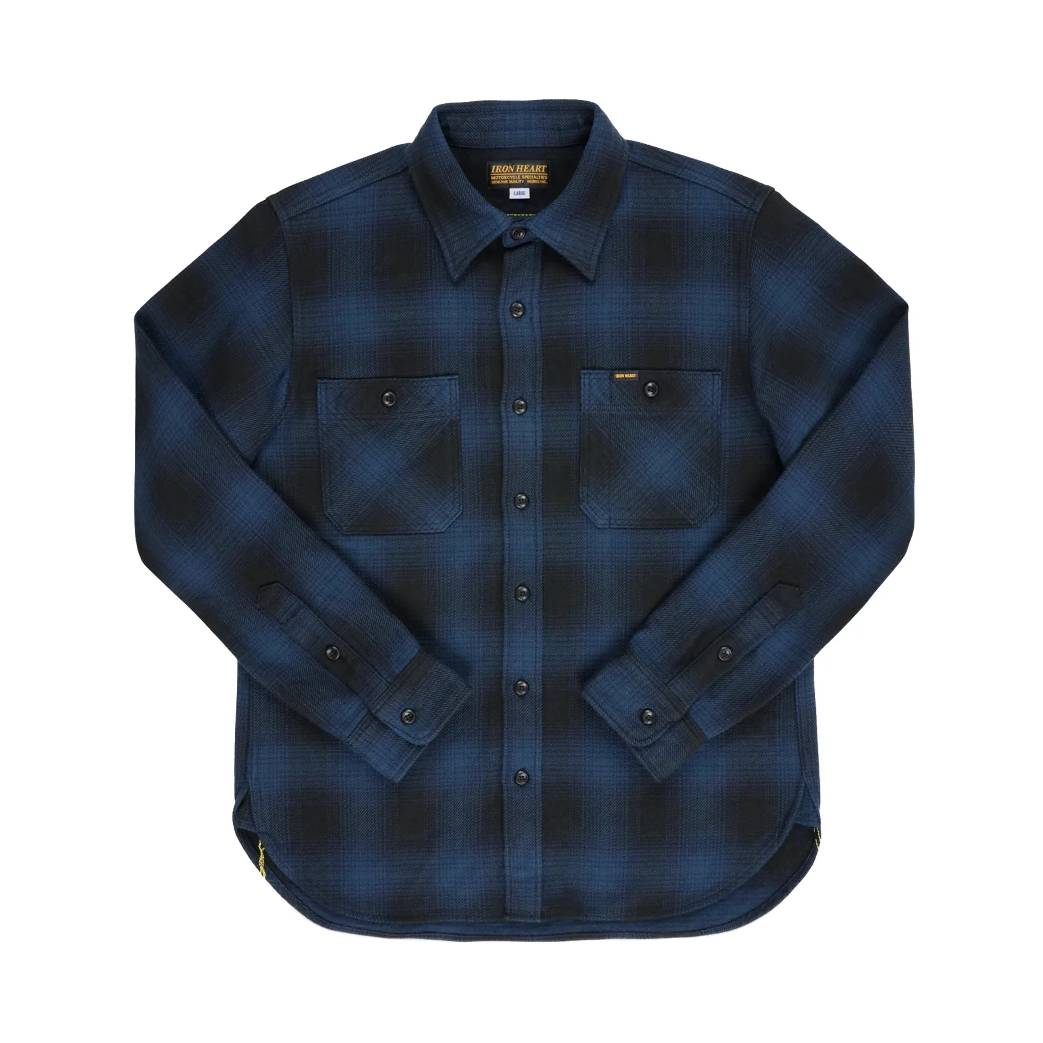 IHSH-265-NAV Ultra Heavy Flannel Ombré Check Work Shirt - Navy/Black sold by BlackBlue