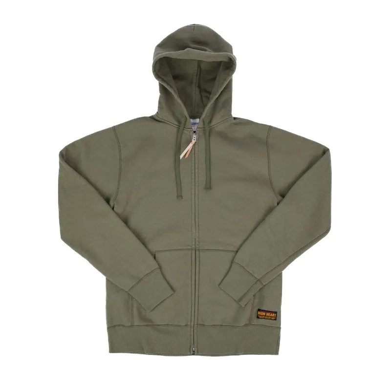 IHSW-10-OLV - 14oz Ultra Heavyweight Loopwheel Cotton Zippered Hoodie - Olive sold by BlackBlue