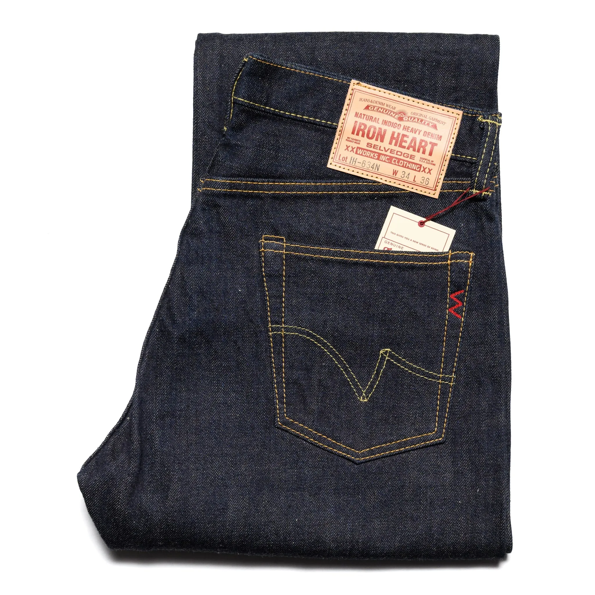 IH-634N 17oz Selvedge Denim Straight Cut Jeans - Natural Indigo sold by BlackBlue