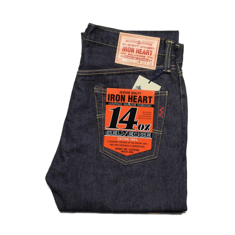 IH-666S-142 14oz Selvedge Denim Slim Straight Cut Jeans - Indigo made by Iron Heart