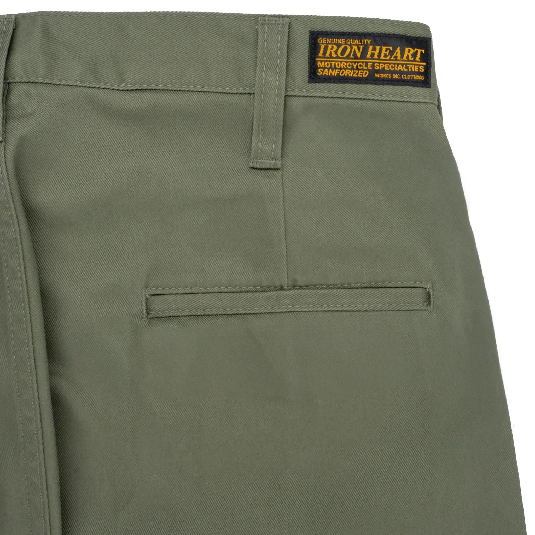 IH-727-OLV 9oz Mercerised Selvedge Cotton Medium/High Rise Tapered Chinos - Olive sold by BlackBlue product image thumbnail 5