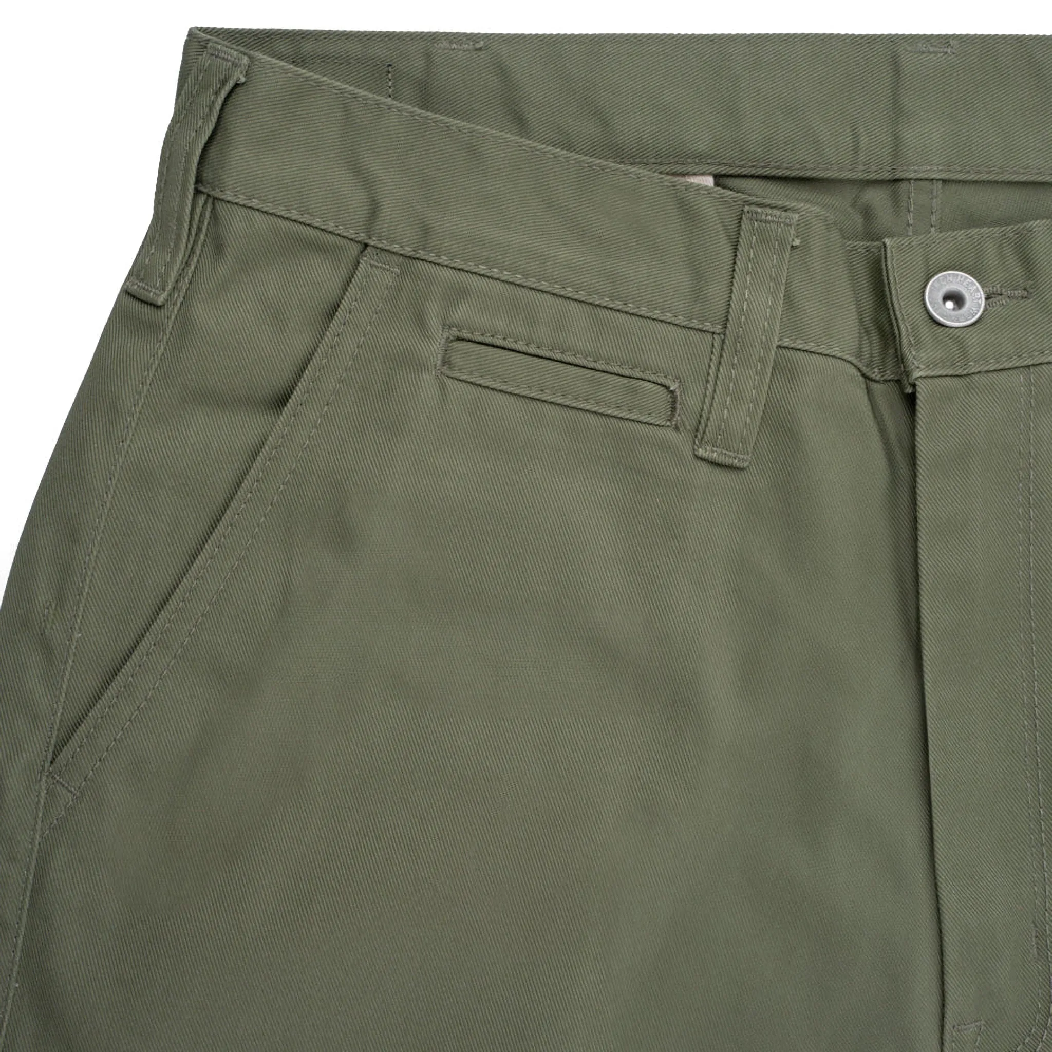 IH-727-OLV 9oz Mercerised Selvedge Cotton Medium/High Rise Tapered Chinos - Olive sold by BlackBlue product image thumbnail 4
