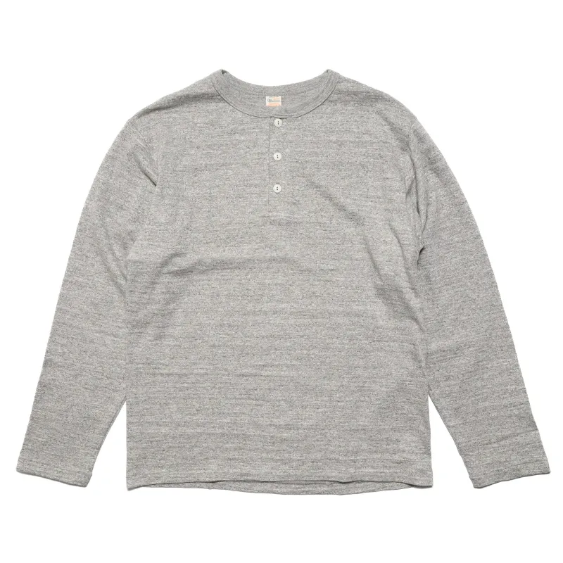 5907 Long Sleeve Henley  - Heather Grey made by Warehouse
