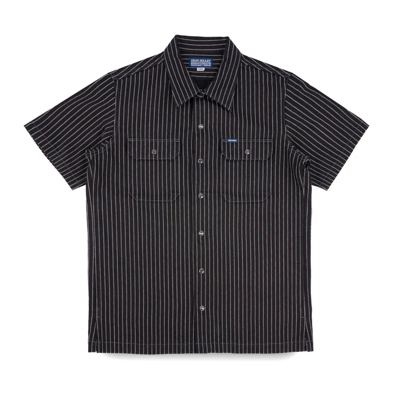 IHSH-416-BLK 10oz Wabash Short Sleeved Mechanic Shirt - Black sold by BlackBlue