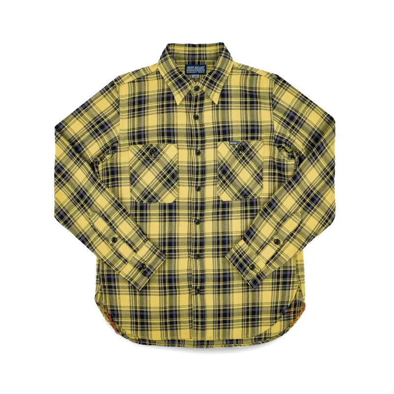 IHSH-412-YEL 9oz Selvedge Indigo Check Flannel Work Shirt - Yellow sold by BlackBlue