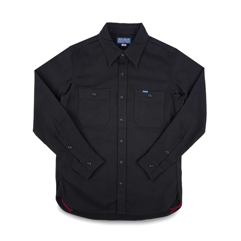 IHSH-414-BLK 9oz Cotton Linen Work Shirt - Black made by Iron Heart