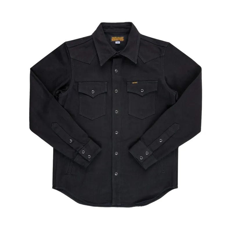 IHSH-410-BLK 14oz Herringbone CPO Western Shirt - Black sold by BlackBlue