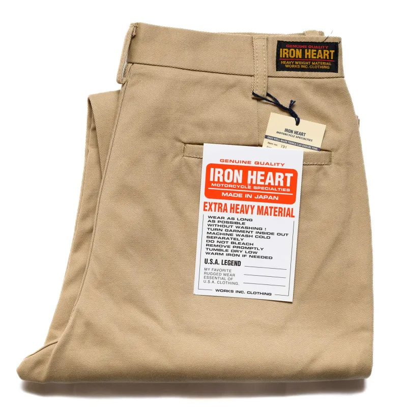 IH-731-KHA 12oz Heavy Cotton Relaxed Fit Chinos - Khaki made by Iron Heart