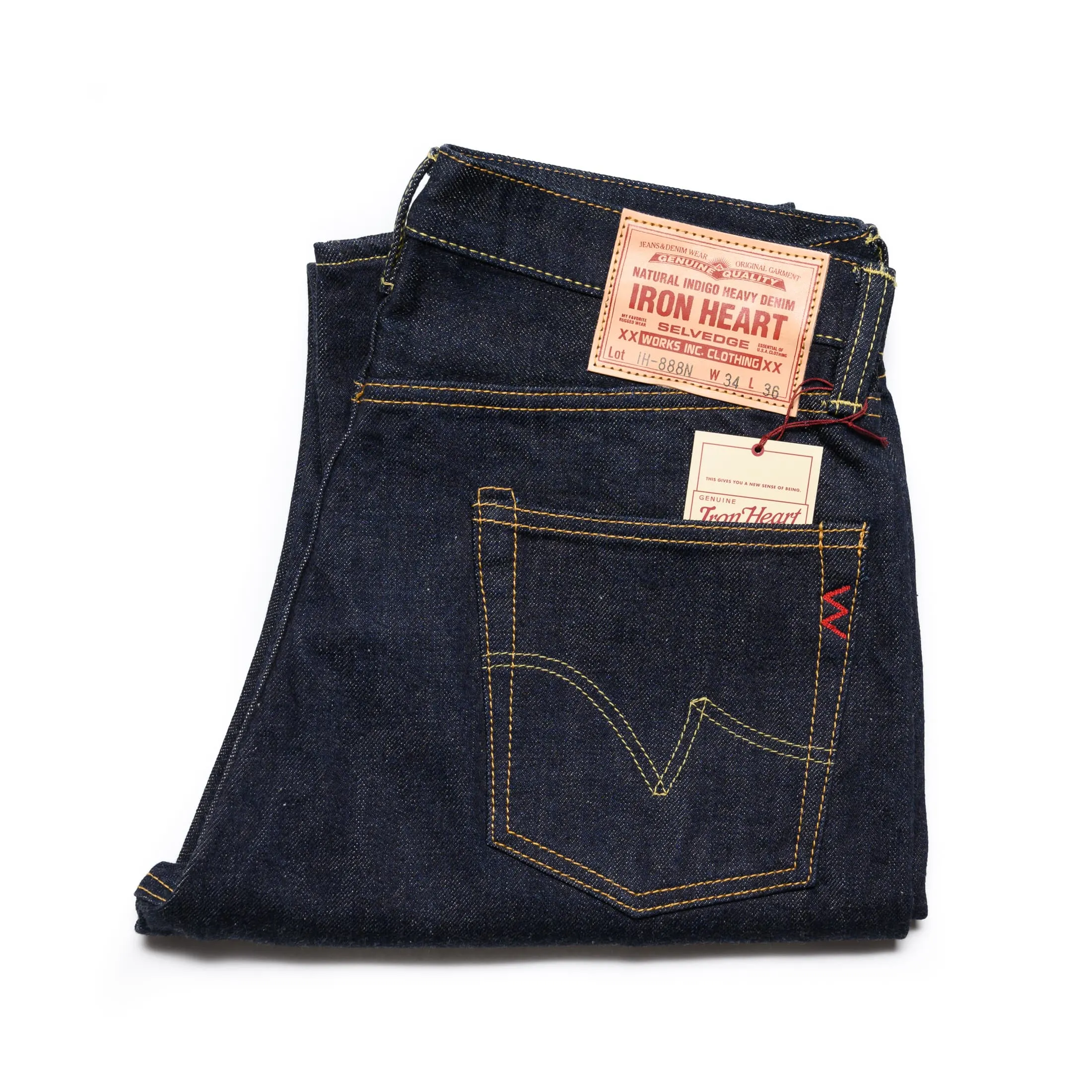 IH-888N 17oz Selvedge Denim Medium/High Rise Tapered Cut Jeans - Natural Indigo sold by BlackBlue