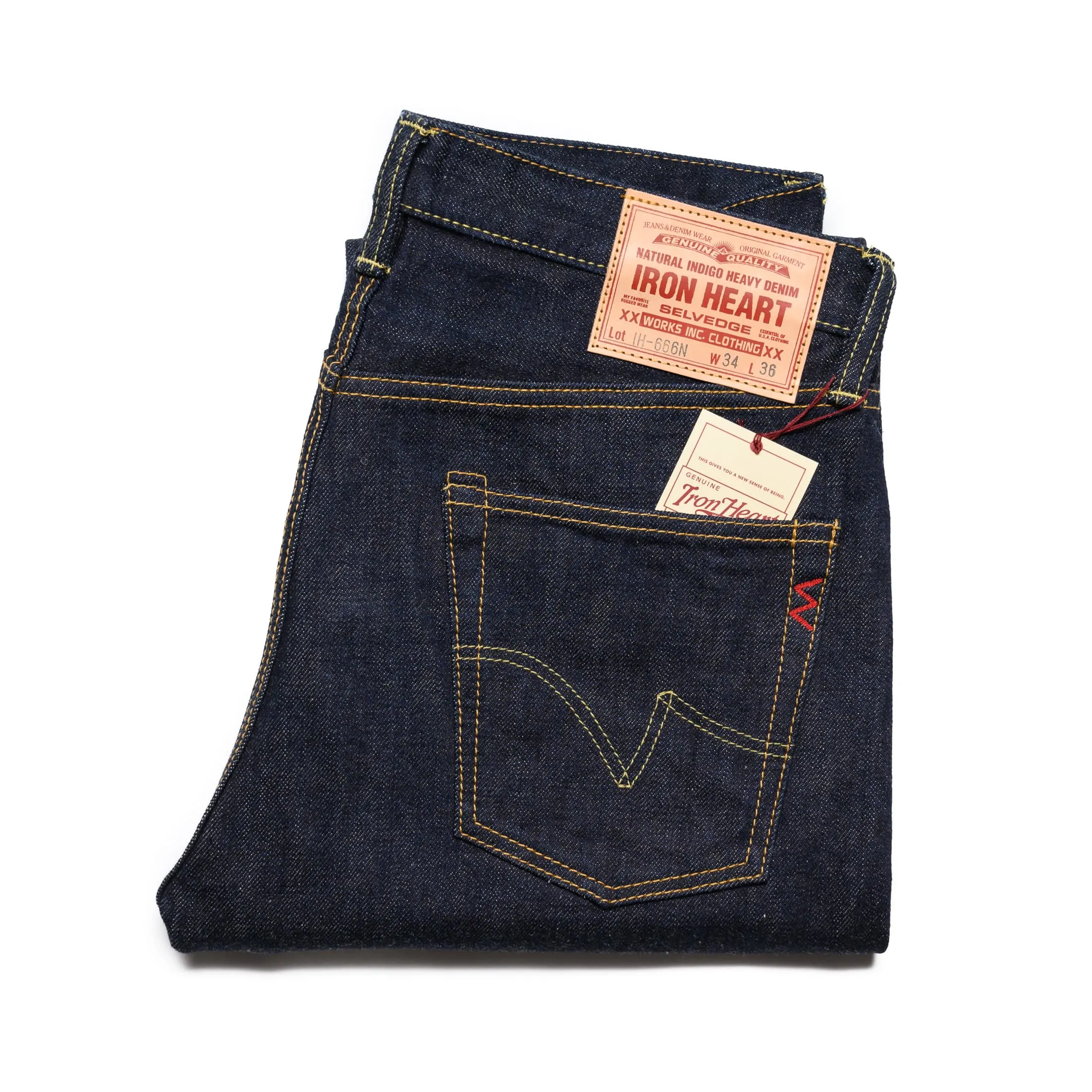 IH-666N 17oz Selvedge Denim Slim Straight Cut Jeans - Natural Indigo sold by BlackBlue