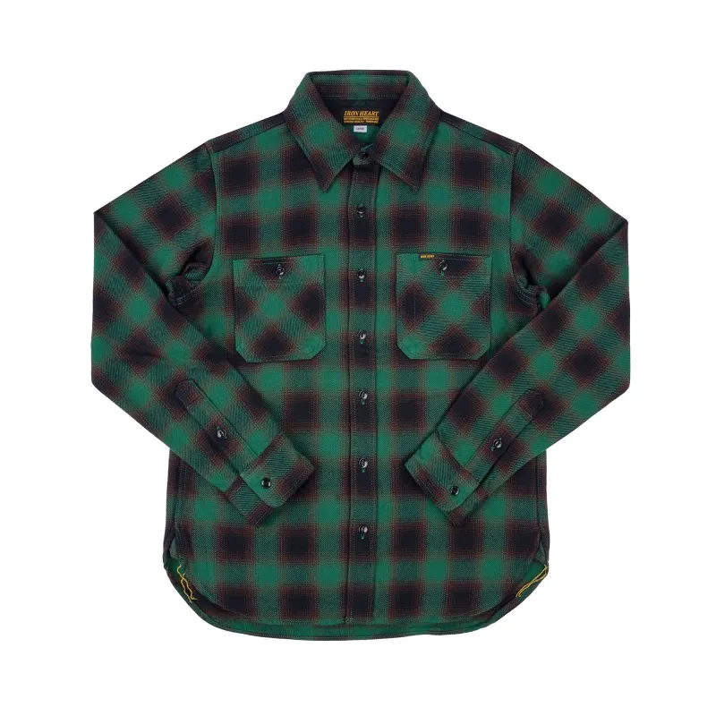 IHSH-379-GRN Ultra Heavy Flannel Ombré Check Work Shirt - Green sold by BlackBlue