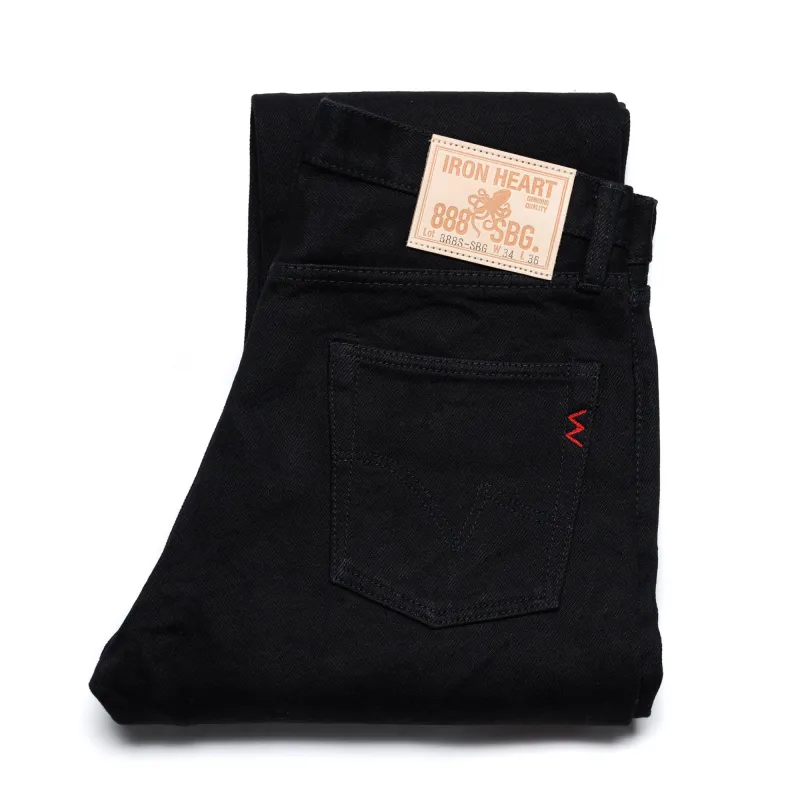 IH-888S-SBG 21oz Selvedge Denim Medium High Rise Tapered Cut Jeans - Superblack Fades To Grey sold by BlackBlue