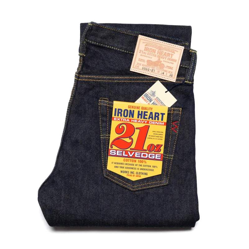 IH-666S-21 21oz Selvedge Denim Slim Straight Cut Jeans - Indigo sold by BlackBlue