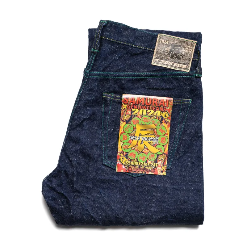 S500XX21OZ-24T Year of the Dragon 21oz Regular Straight Selvedge Denim made by Samurai Jeans