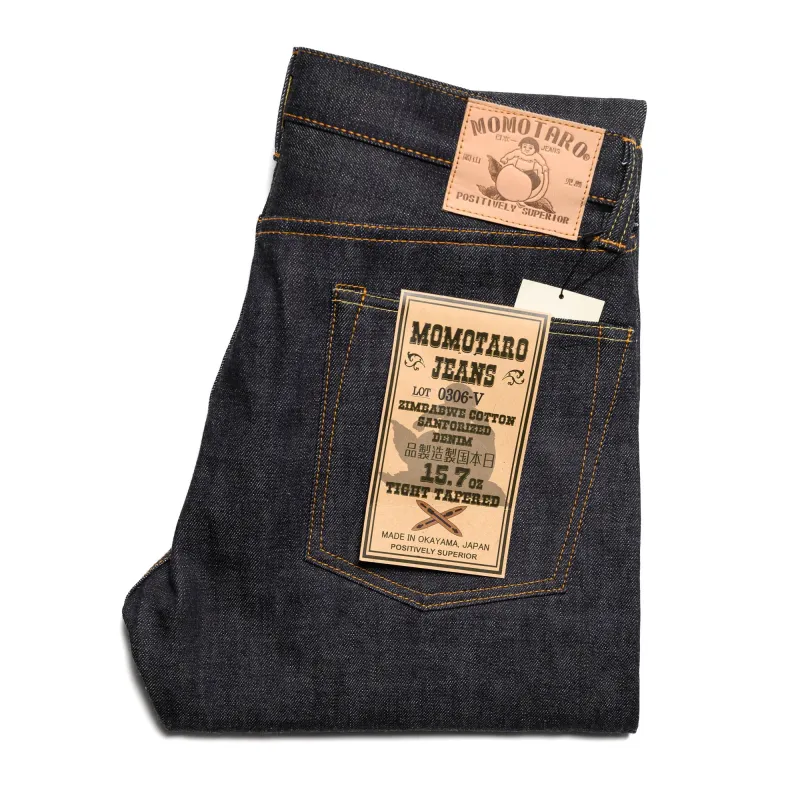 0306-V 15.7oz Zimbabwe Cotton Tight Tapered Selvedge Denim sold by BlackBlue