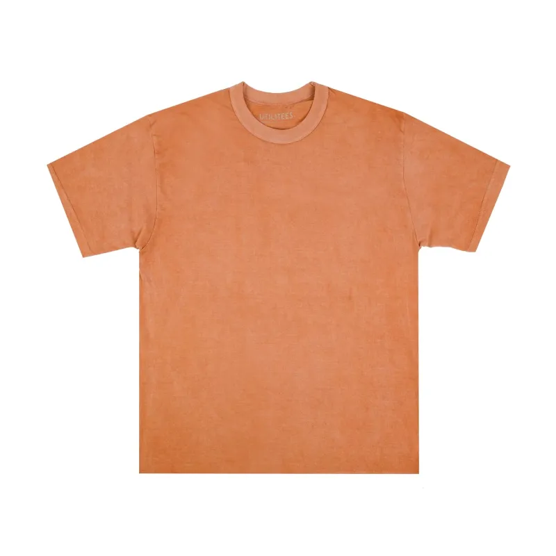 UTIL-HDYE-PCH 5.5oz Loopwheel Crew Neck T-Shirt - Hand Dyed Peach sold by BlackBlue