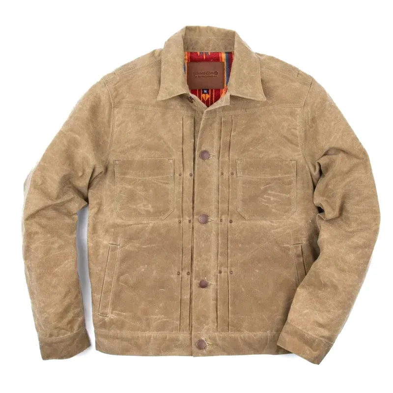 RJ-1 Riders Jacket Waxed Canvas - Tumbleweed (Red Lining) sold by BlackBlue