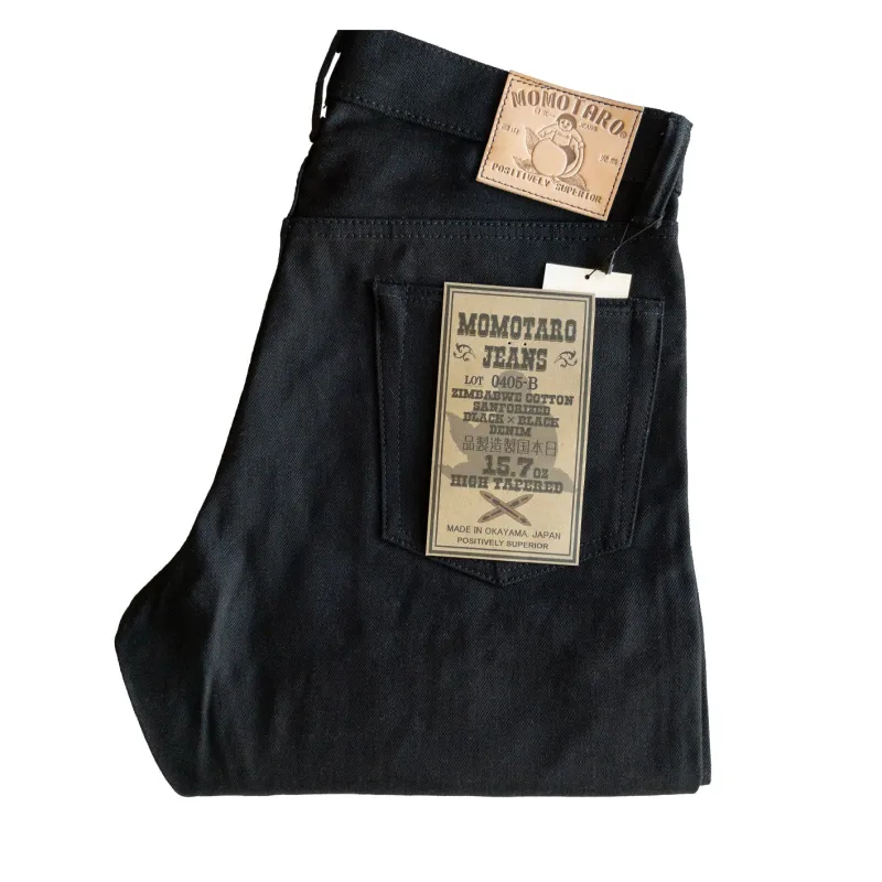 0405-B 15.7oz Zimbabwe Cotton High Tapered - Black sold by BlackBlue