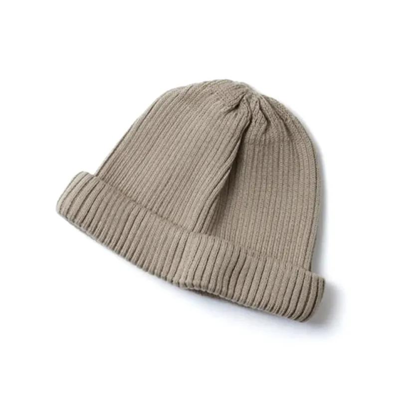 R5021 Cotton Roll Up Beanie - Greige sold by BlackBlue