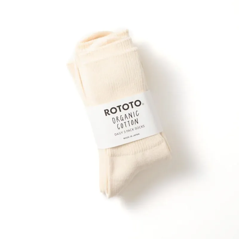 R1427 Organic Daily 3 Pack Ribbed Crew Socks - Ivory sold by BlackBlue