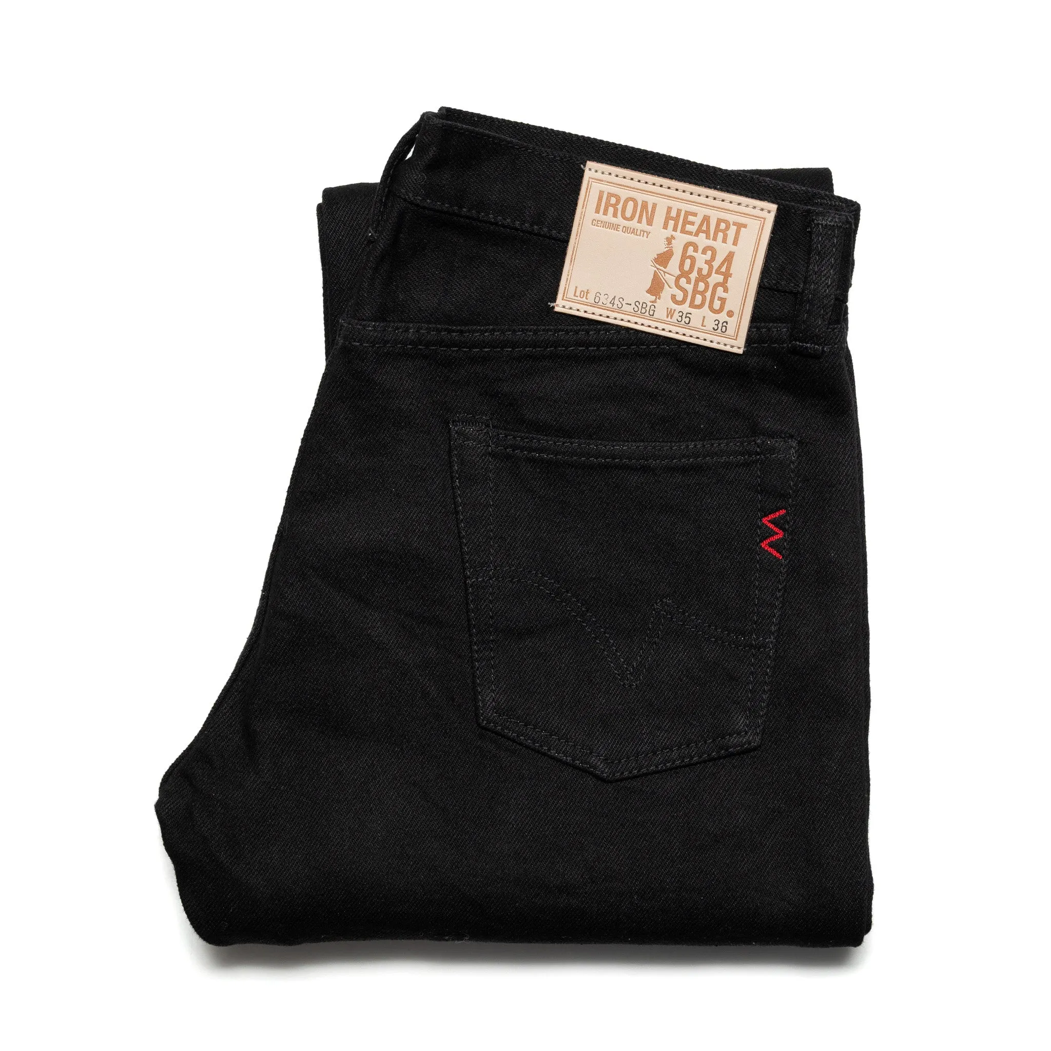 IH-634S-SBG 21oz Selvedge Denim Straight Cut Jeans - Superblack (Fades To Grey) sold by BlackBlue