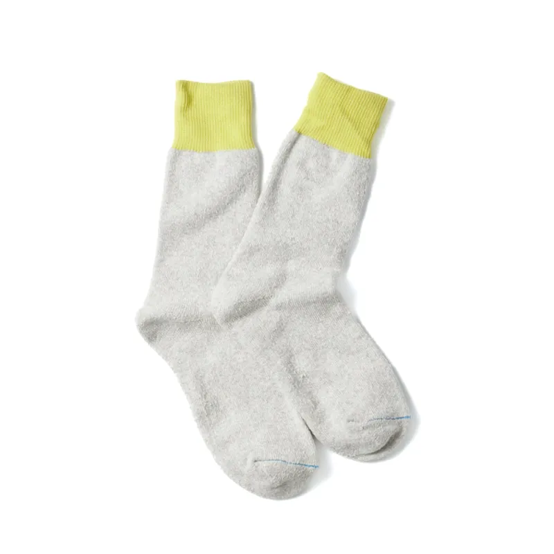 R1515 Double Face Crew Sock - Lime/Light Gray sold by BlackBlue