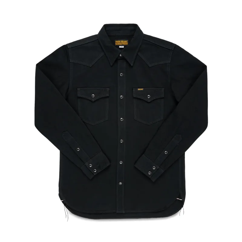 IHSH-218-BLK 12oz Selvedge Denim Western Shirt "The Johnny Cash III" - Black sold by BlackBlue