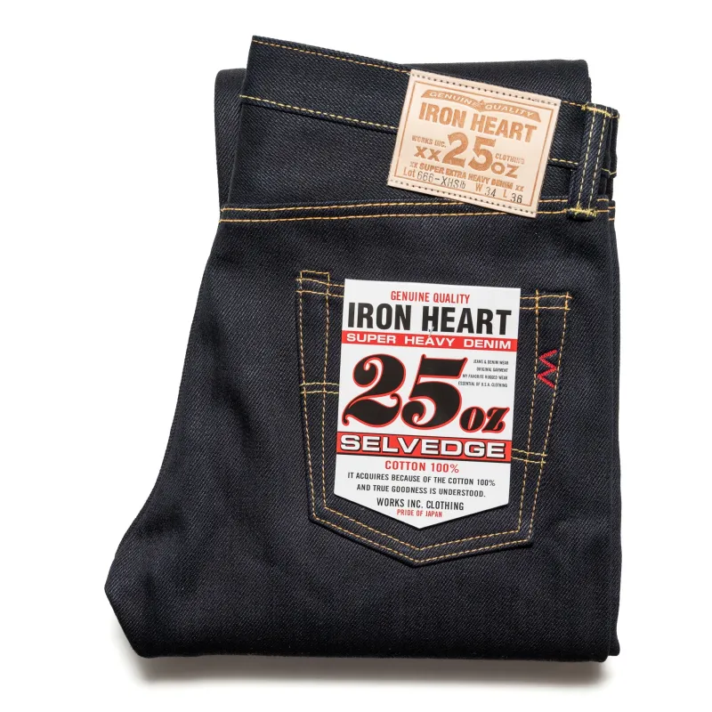 IH-666-XHSib 25oz Selvedge Denim Slim Straight Cut Jeans - Indigo/Black sold by BlackBlue