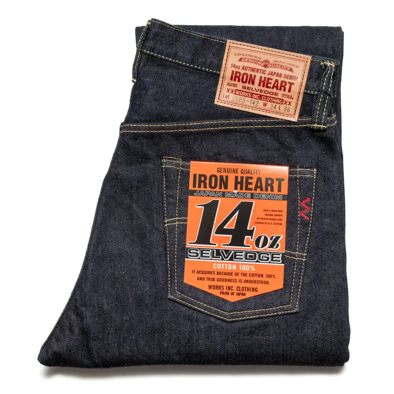 IH-888S-142 14oz Selvedge Denim Medium/High Rise Tapered Cut Jeans - Indigo made by Iron Heart