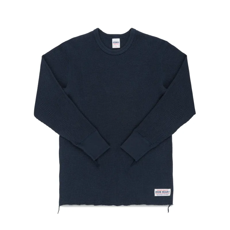 IHTL-1301-NAV Waffle Knit Long Sleeved Crew Neck Thermal Top - Navy sold by BlackBlue