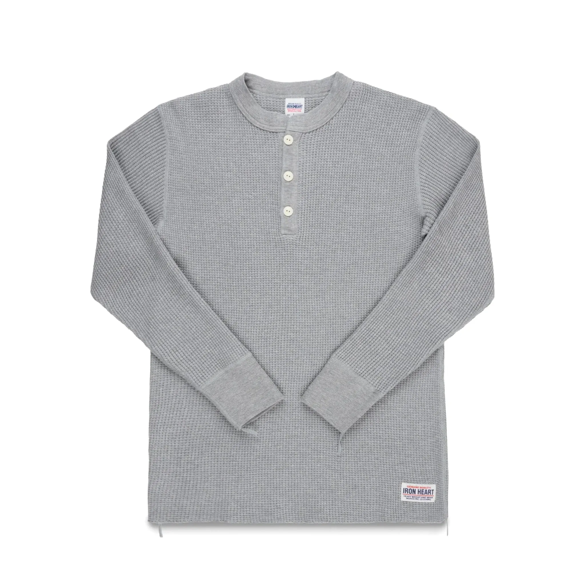 IHTL-1213-GRY Waffle Knit Long Sleeved Thermal Henley - Grey sold by BlackBlue