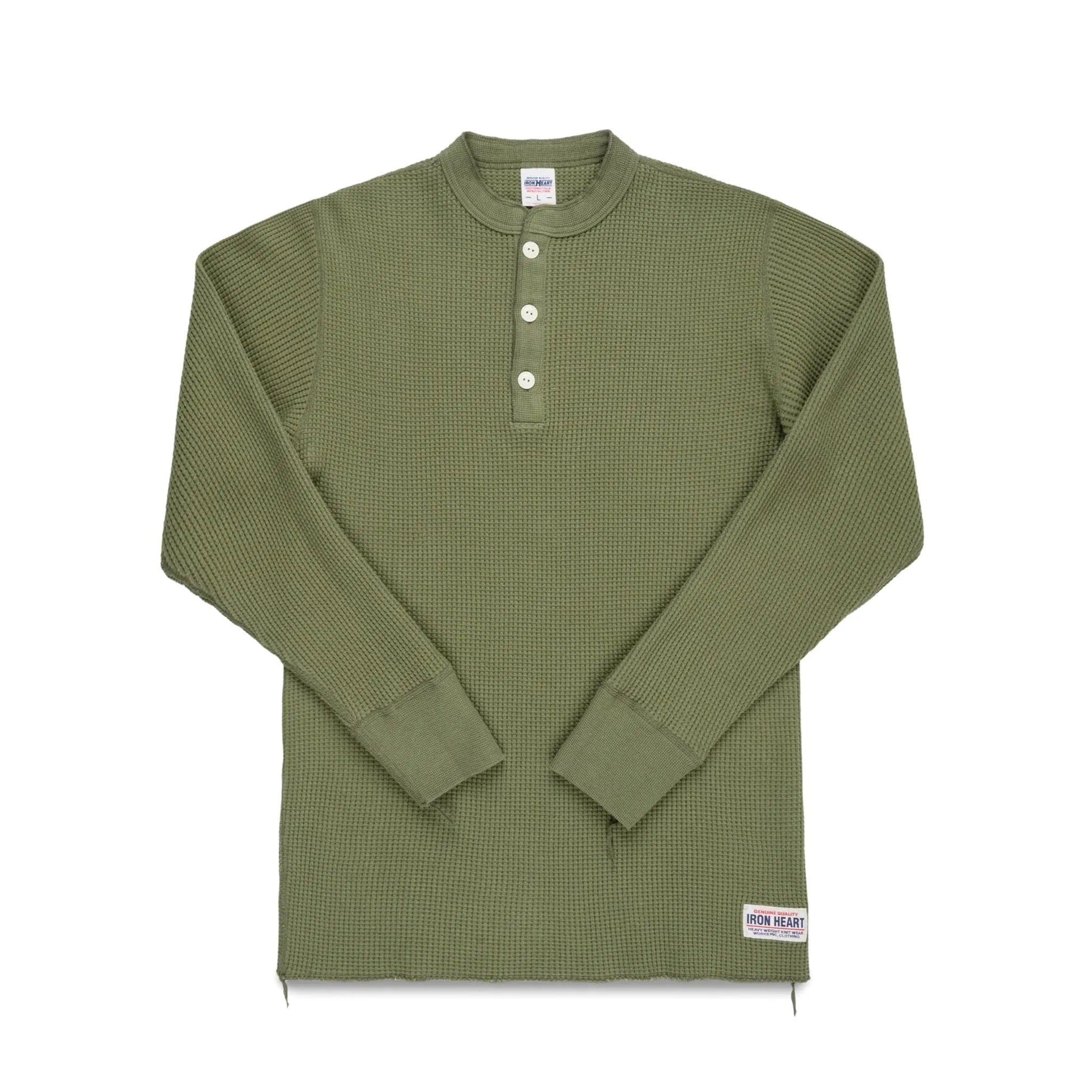 IHTL-1213-OLV Waffle Knit Long Sleeved Thermal Henley - Olive sold by BlackBlue