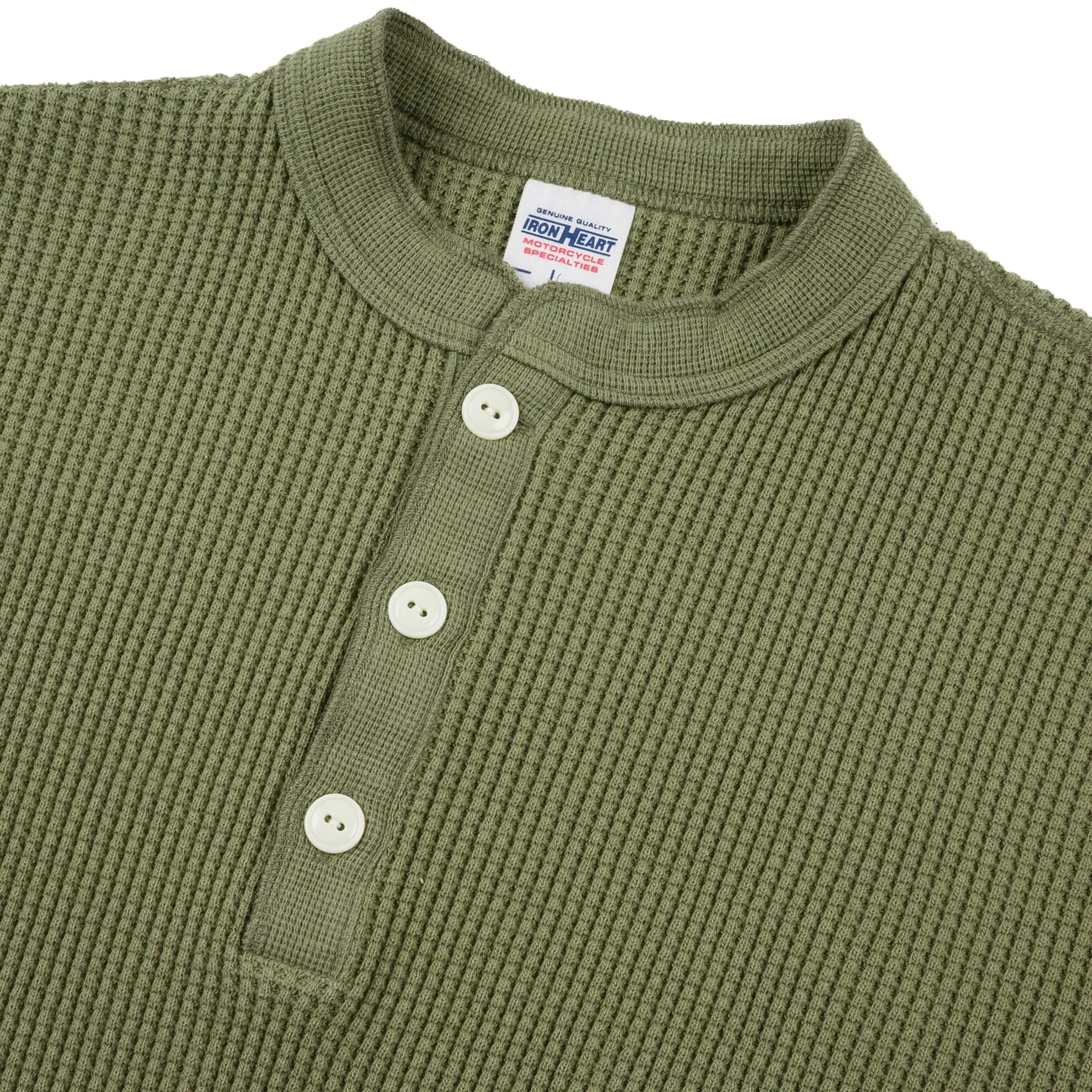 IHTL-1213-OLV Waffle Knit Long Sleeved Thermal Henley - Olive sold by BlackBlue product image thumbnail 3